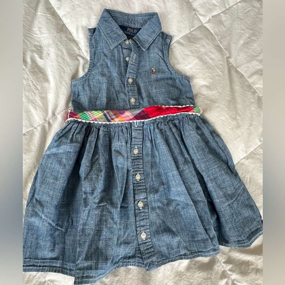 Polo Ralph Lauren Denim Dress with Plaid Belt
